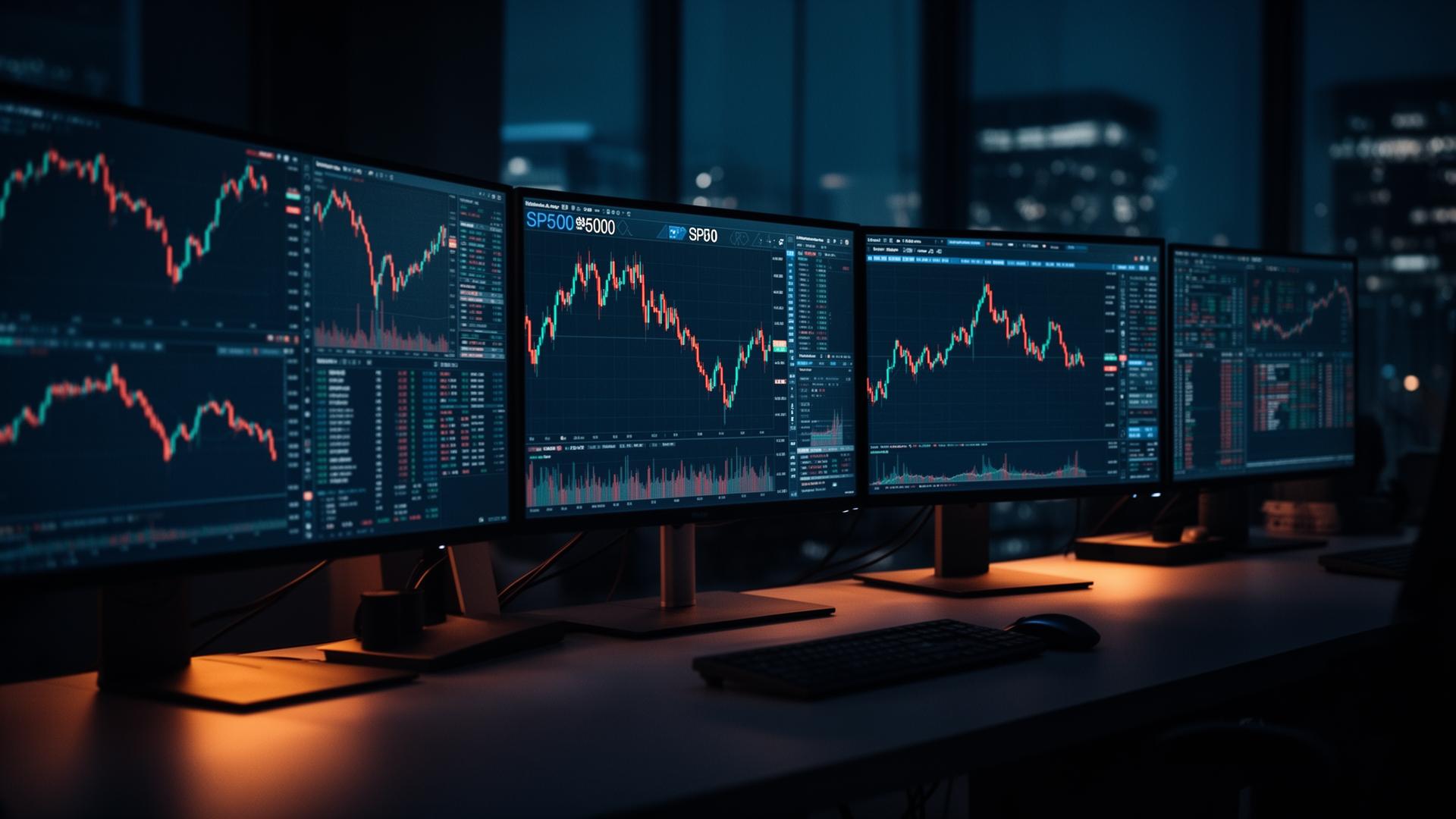 Setup trading professionnel — écrans de marché